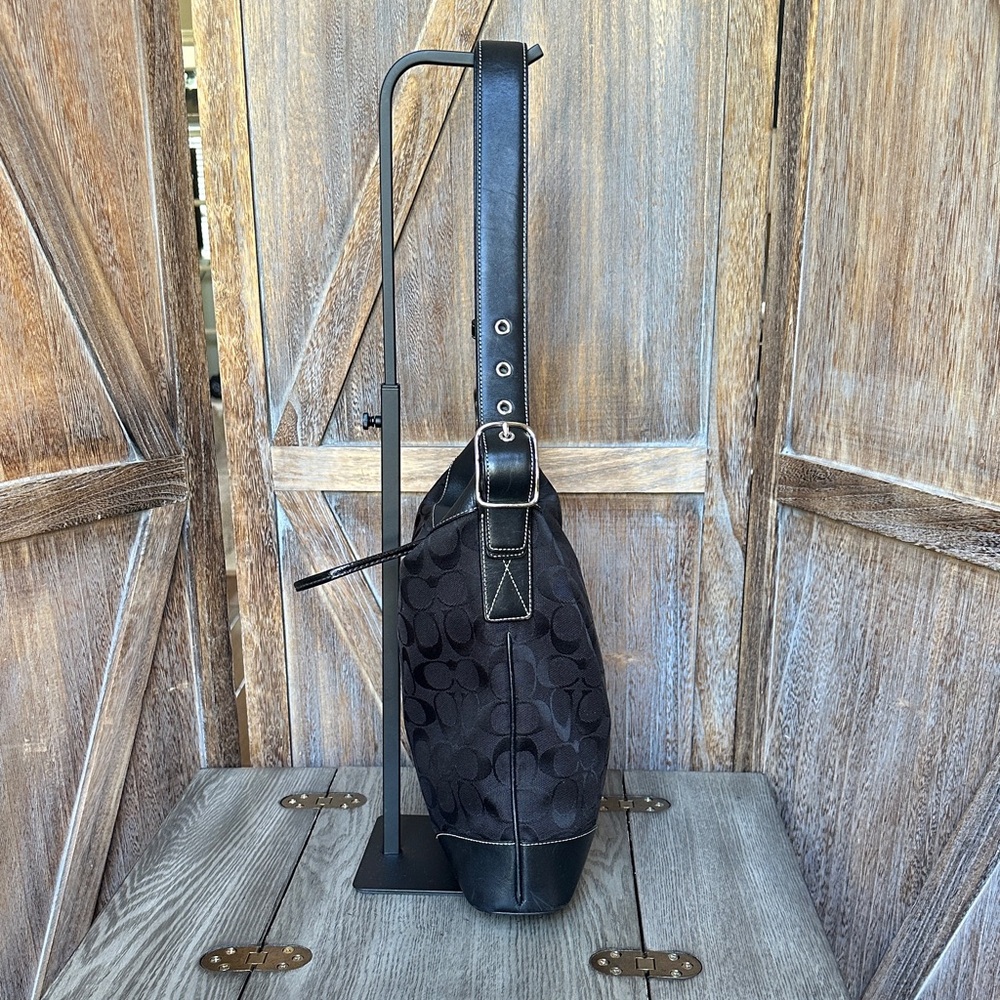 Coach Vintage 6346 Chelsea Signature Black Canvas Leather Shoulder Bag - Picture 5 of 14